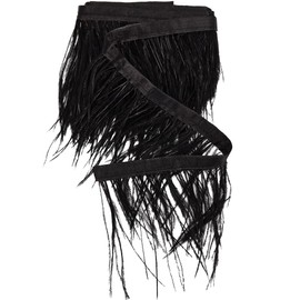 GORGECRAFT 2 m x (8~10 cm) Ostrich Feather Trim Fringe Ribbon Tassel Lace Edge Trim with Fabric Ribbon Latin American Dress Accessories for Sewing DIY Costumes Curtains Christmas Party Decoration