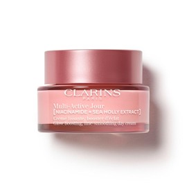 Clarins Hidratante de día multiactivo con niacinamida Suaviza las líneas finas Aprieta visiblemente los poros Tono y textura uniformes Aumenta el brillo Fortalece la barrera de humedad