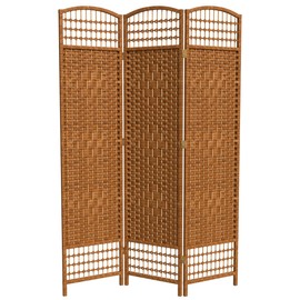 Red Lantern 5 1/2 ft. Tall Fiber Weave DarkBeige-3 Panel Room Divider, Dark Beige