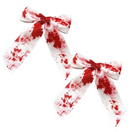 2Pcs Halloween Bloody Hair Bow Blood Hair Bows for Women,Bow Hair Clips, Bowknot Hairpin Barrettes for Women Girls Fancy Dressed up H/air Accessories Zombie Cheerleader,Cosplay