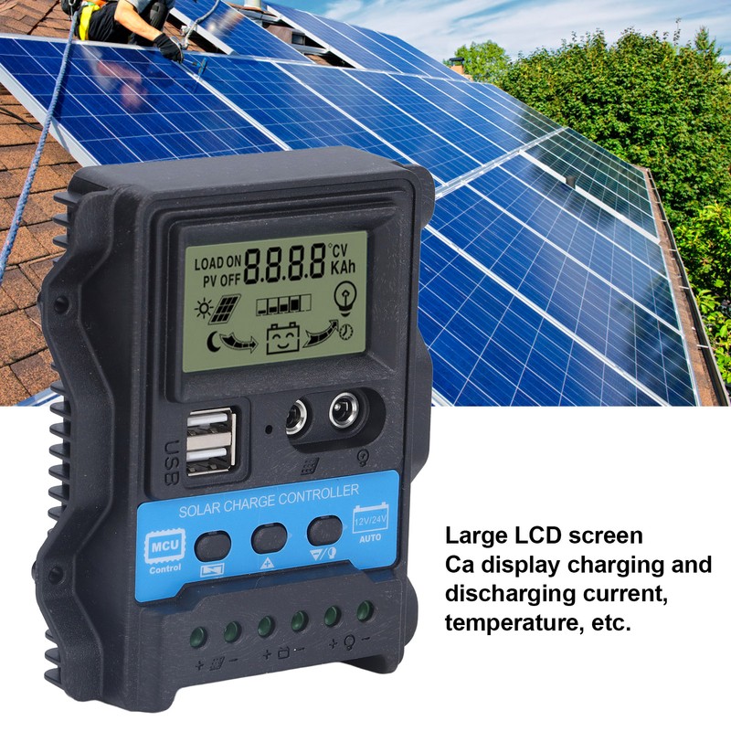 Solar Charge Controller LCD Display Dual USB 5V Output PWM