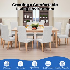 Juego de 6 fundas impermeables de dióxido para sillas de comedor, fundas de silla de comedor de alta elasticidad, fundas de asiento suaves extraíbles para el hogar, cocina, fiesta, hotel, restaurante