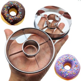 Molde para Hacer Donas – Set de 2 Cortadores de Acero Inoxidable (3.9 in), Molde Metálico para Donuts Caseras, Donut Hole Cutter para Bagels, Galletas y Repostería, Herramienta Ideal
