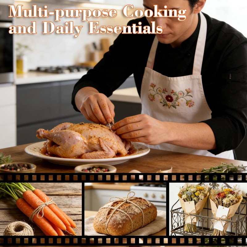 Kitchen Twine for Cooking with Stainless Steel Dispenser, Cotton Butchers