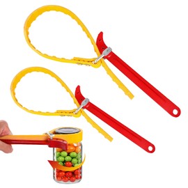 GoldPig Strap Wrench Handle 8 Inches, 2pack Steel Handle Adjustable Strap Wrench for Replacing Water Filter, PVC Pipe Joints, Oil Filter, Swimming Pool Connection (Red Handle, Yellow Strap)