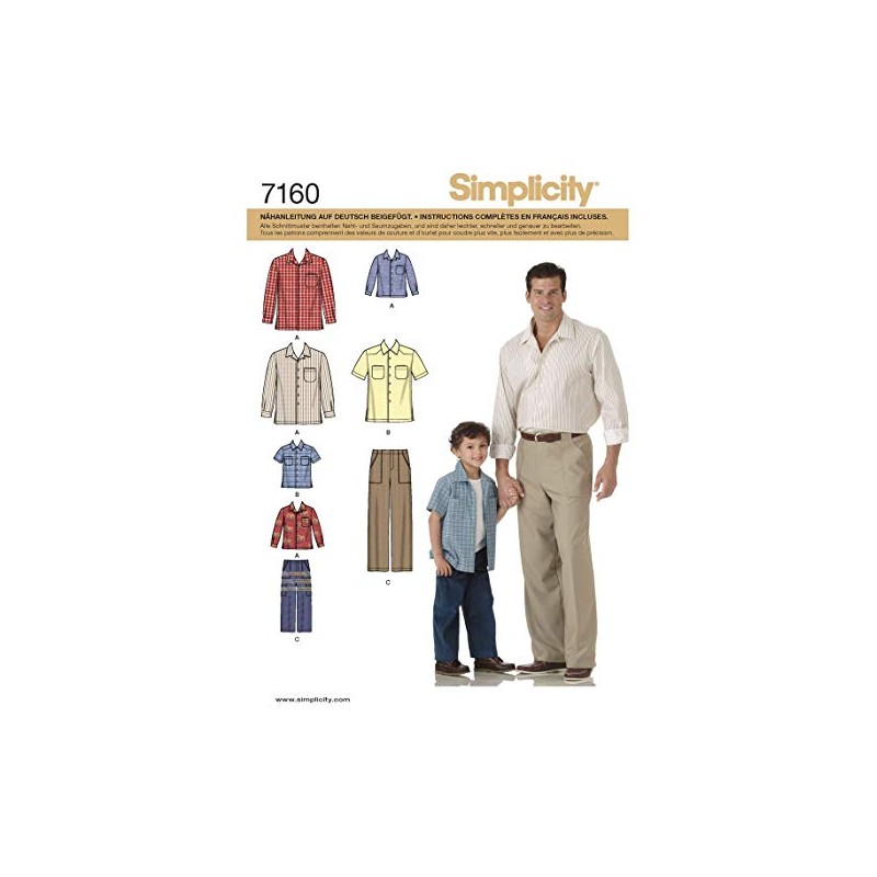 Simplicity Sewing Pattern 7160 A Boys and Men's Shirt Sizes