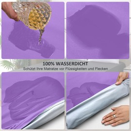ohano Waterproof Mattress Protector, 120 x 200 cm Fitted Sheet, Waterproof and Breathable Mattress Cover, Incontinence Mattress Topper, Moisture Protection, Fitted Sheet, for All Seasons, Purple