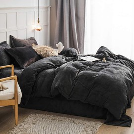 Omela, Warm Fleece Winter Bed Linen, 135 x 200 cm, Silver Grey, Cashmere Touch Plush Duvet Cover with Pillowcase, 80 x 80 cm, Fluffy, Coral Fleece Microfibre Winter Bedding Set, with Zip