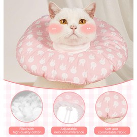 Paipeper Inflatable Cone Collar for Cats After Surgery,Soft & Alternative Cat Cone,Anti-Lick Wound Elizabethan,Comfortable E Collar（Little Cherry-xs）