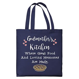 Gifts For Godmother Godmother's Kitchen Where Great Food Loving Memories Are Made Lightweight Navy Canvas Tote Bag