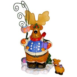 Direct Connection Co. Funny Holiday Moose in Snowflake Sweater with Gifts and Toys 2pc Resin Trinket Box #1