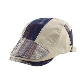 HIQIU Flat Cap Men's Flat Cap Barret Cap, Peaked Cap Men's Patchwork Beret Hat Gatsby Newsboy Cap Golfer Hat, Grey-b