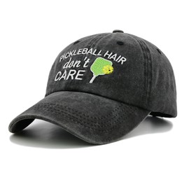 Sunlark Pickleball Cap for Women, Gifts for Pickleball Lovers, Adjustable Washed Vintage Embroidered Pickle Ball Hat Black