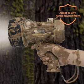 BUYSIGHT Rechargeable Spotlight Flashlight,1000000 LMS Hand held Spot Lights IP67 Waterproof led Flash Lights Boat Spotlight Torch with red Filter (Camouflage Grey)