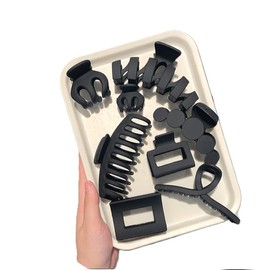 Hemasa 8pcs Grab Large Simple Hair Clip for Women/Back of Head Hair Clip (Black)