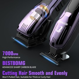 BESTBOMG® Hair Clippers for Men, Professional Hair Clippers, Beard Trimmer& Rechargeable Shaver Set, Metal T-Blade, LED Display, Barber Hair Cutting Kit for Men Grooming & Gifts, BS-808C (Blue)