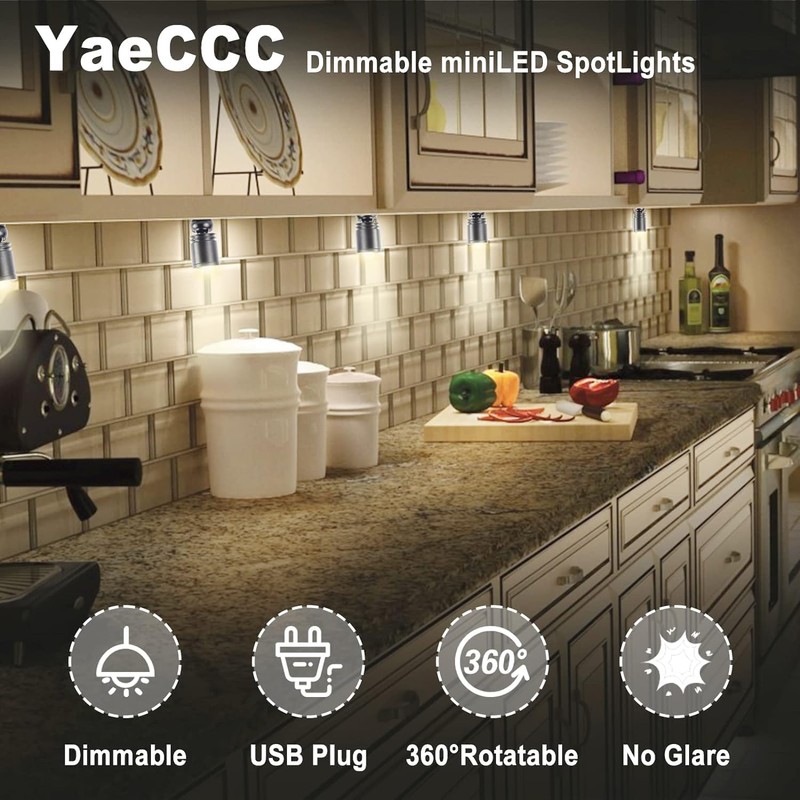 YaeCCC Dimmable LED Mini Spotlight Jewelry Showcase Display Lights Black