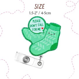 Don’t Fall for Me Badge Reel Holder Retractable with ID Clip for Nurse Nursing Name Tag Card Cute Funny Socks Accessories with Alligator Clip Medical Assistant Office Student Work Hospital (Green)