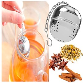 Lecute Bola Infusora de Té Acero Inoxidable Esfera Cadena Colador Bebidas Calientes Infusor Hierbas Tisanas Tes Infusiones Condimentos Flores Frutos Reutilizable Ecologica Pelota Colador Filtro Tea Ball Preparacion