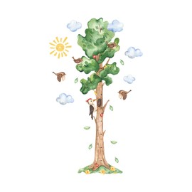 ZARROUEA Height Scale Wall Sticker, Stylish, Trees, Leaves, Animals, Cute, Birds, Flowers, Butterflies, Children, Height, Wall Sticker, Feather, Children's Height Scale, Removable Stylish,