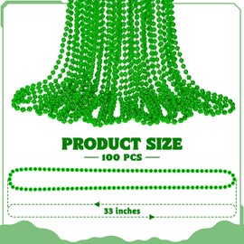 100 PCS St Patricks Day Beads Necklace, Mrdi Gras Beads Bulk, 33 Inches Round Beads Necklace Accessories Set, Luck Irish Beads Parade Throw Accessories for Mardi Gras St Patricks Day Party Favors