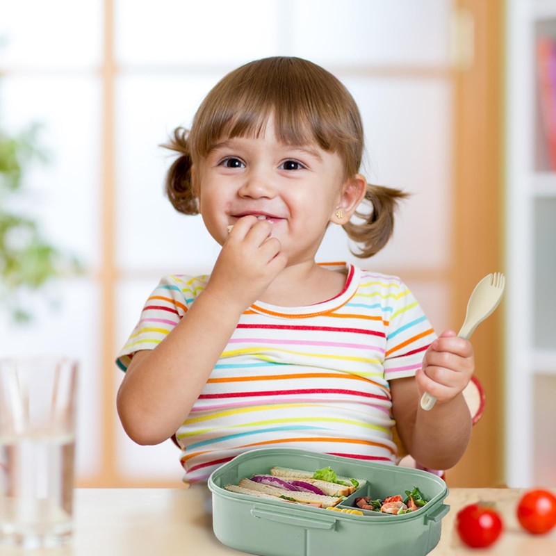 Wondora Lunchbox mit Fächern, Bento Box Kinder Brotdose mit Gabel