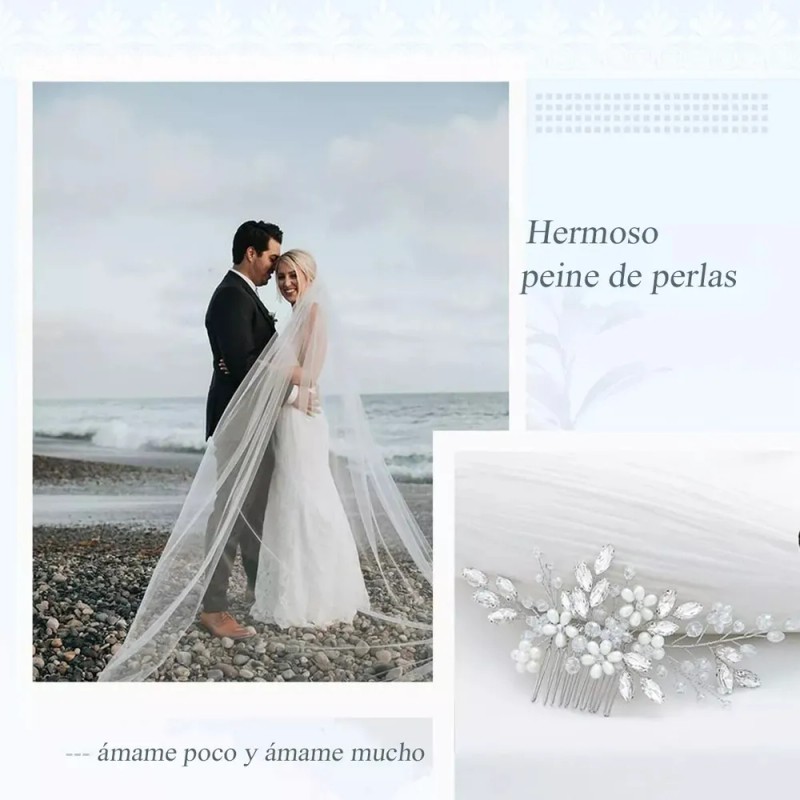 Tiara De Cristal Y Perlas Novia Peine El Pelo De