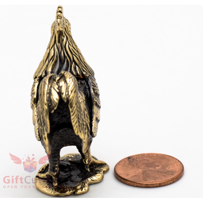 Solid Brass Amber Figurine of bird Golden Rooster IronWork
