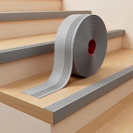 INMOZATA Stair Edge Trim, 20FT Vinyl Anti-Slip Stair Nosing, Waterproof & Self-Adhesive Stair Edge Protector for Indoor & Outdoor Safety, Gray