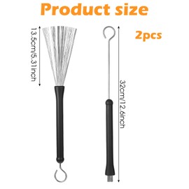 1 Pair Drum Brushes Retractable Wire Brushes with Rubber Handles Brush Drum Sticks Percussion Accessories for Cajon Jazz Acoustic Rock