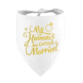 Engagement Gift, My Humans are Getting Married Dog Bandana, Wedding Photo Prop, Pet Scarf, Dog Engagement Announcement, Pet Accessories (Gold)