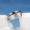 King Will 8mm Silver Tungsten Ring Wedding Band Step Edge