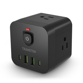 TRANSTON 【TRANSTON】 8 in 1 Power Extend Plug with Global Voltage Adaptor and Switch Control for Efficient Home Use - Color: Black