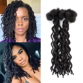 8 Inch Curly Human Hair Dread Extensions – 10 Locs with 0.6cm Diameter, Soft and Lightweight Afro Kinky Texture, Natural Look for Starter or Repair Use