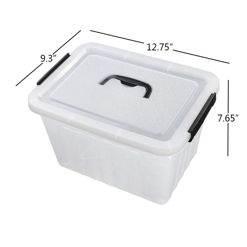 Cand 12 Quart Plastic Lidded Storage Bin with Black Handle,