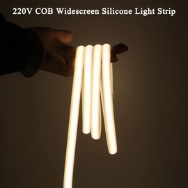 Wisada 220 V LED Strip 4 m, 288 LEDs/m Flexible High Density Natural White 4000 K CRI≥85 FCOB LED Strip, IP65 Waterproof Super Bright COB LED Strip Light with Switch Plug for Bedroom, Cabinet Lighting