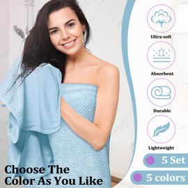 Preboun 12 Pcs Towels and Washcloths Sets Bath Towel Set Include 4 Bath Towels 4 Hand Towels 4 Washcloths, Quick Dry Coral Velvet Highly Absorbent Bathroom Towel Set for Shower Spa Hotel (4 Colors)