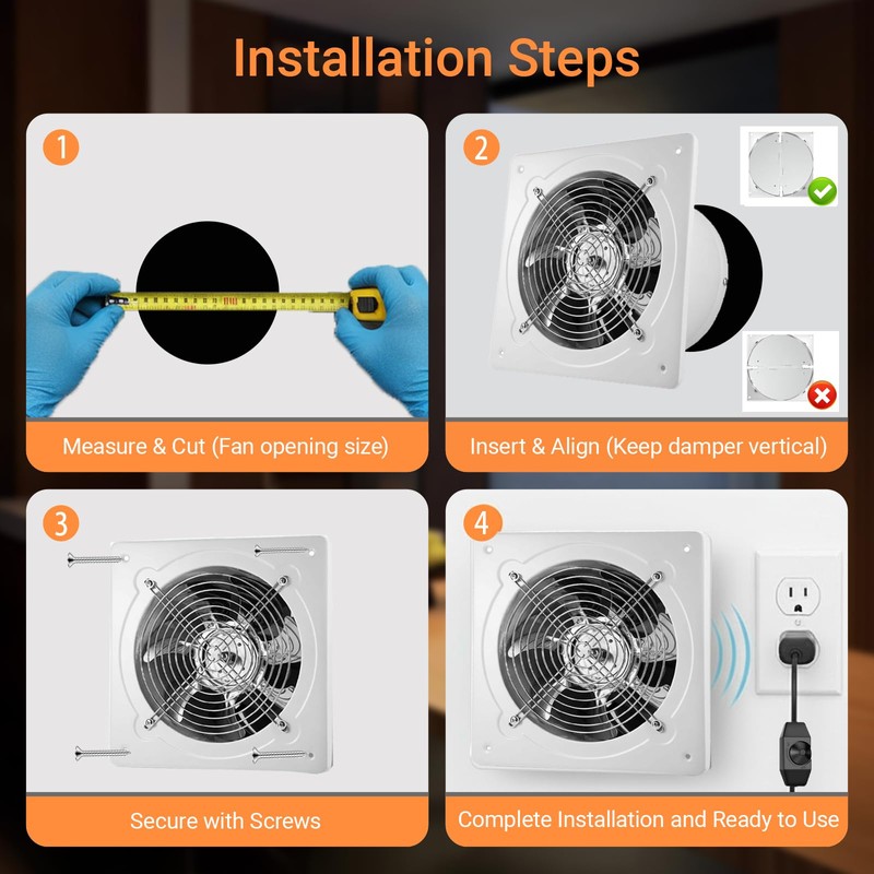 8" Kitchen Exhaust Fan with Variable Speed Controller, 686CFM Wall