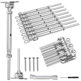 BLIKA 10 Pairs 1/8" Cable Railing Kit Swage Toggle Turnbuckle Hardware, Adjustable Angle T316 Stainless Steel Cable Railing Kits for 2"x2", 4"x4" Wood Posts, Deck Cable Railing Kits for Stairs, BL025
