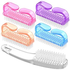 Handle Grip Nail Brush, Larbois Hand Fingernail Brush Cleaner Scrubbing Kit Pedicure for Toes and Nails Men Women (5 Pack) (Color-4)