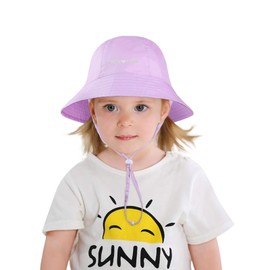 Baby Girl Sun Hat Summer Foldable Beach Hats with UPF50+ Sun Protection Wide Brim Toddler Bucket Hat Cat Cap for Kids 6-24 Months Purple