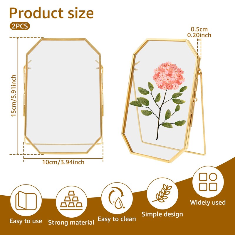 2 Pcs Glass Pressed Flower Frame Elegant Floating Picture Frame