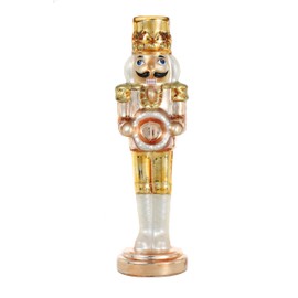 Glass Lightup Nutcrackers Figurine Ornaments for Tabletop Shelves Home Christmas Decotation (Golden)