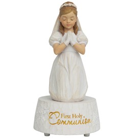 Grace4Joy First Holy Communion Gifts - Girls Communion Music Box Figurines, Hand Painted Musical Catholic Gifts for Baptism, Birthday, Confirmation