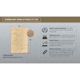 Sandbaggy 12 22x36 Burlap Bags, Burlap Sacks, Potato Sack Race Bags, Sandbags, Gunny Sack