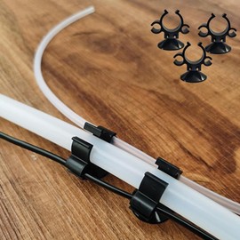 10 PCS Aquarium Suction Cup Pipe Holder, Wanfoou Suction Cup Clips, Black Double Buckle Wire Clip for Fish Tank Oxygen and Water Pipes, Durable Suction Mount for Turtle Tank and Cable Management