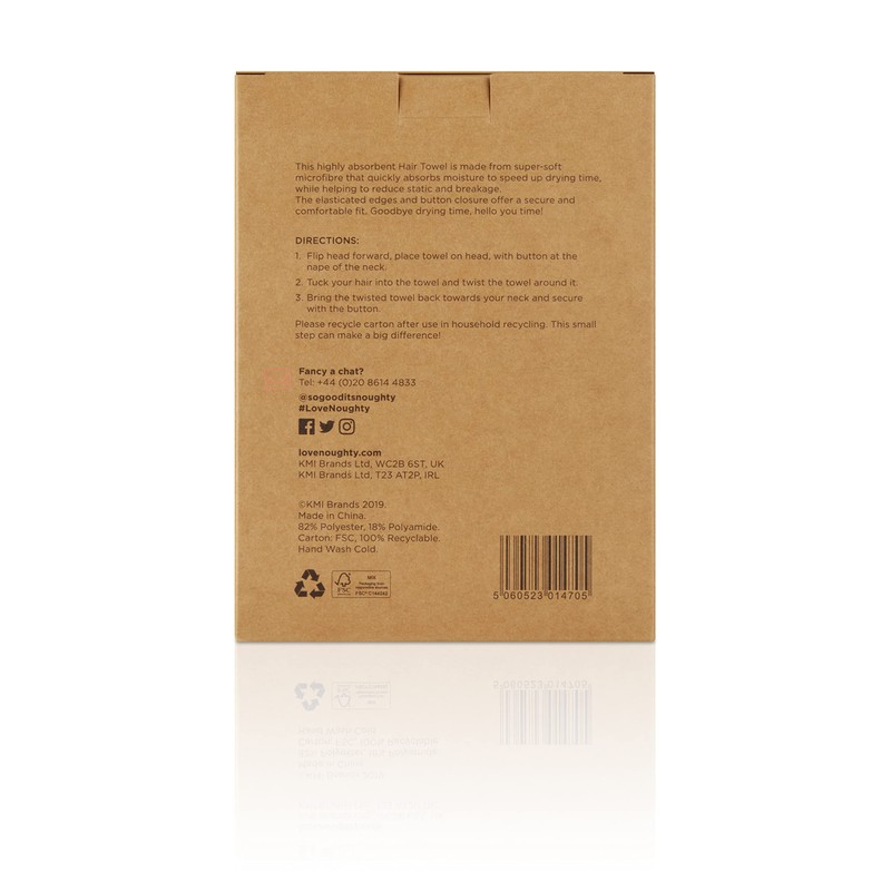 Noughty Microfibre Hair Towel, Quickly Absorbs Moisture, Reduces Breakage, Combats