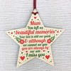 RED OCEAN Mum Memorial Christmas Tree Decorations Wooden Star Remembrance