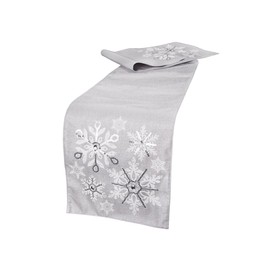 Manor Luxe Glistening Snow Christmas Table Runner, 13" x 36"