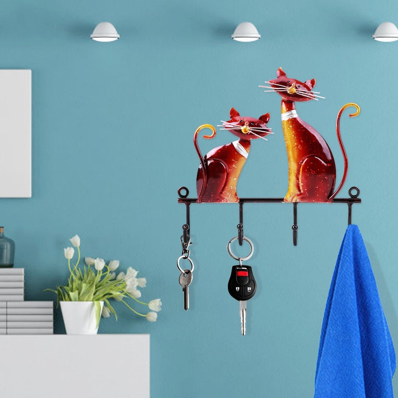 Cat Shape Wall Hook Rack Coat Hat Wall Hanger Holder